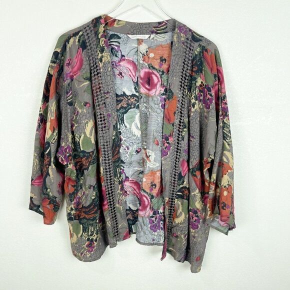 Soft Surroundings Kimono Floral Over Coat Lagenlook Medium - Picture 1 of 7
